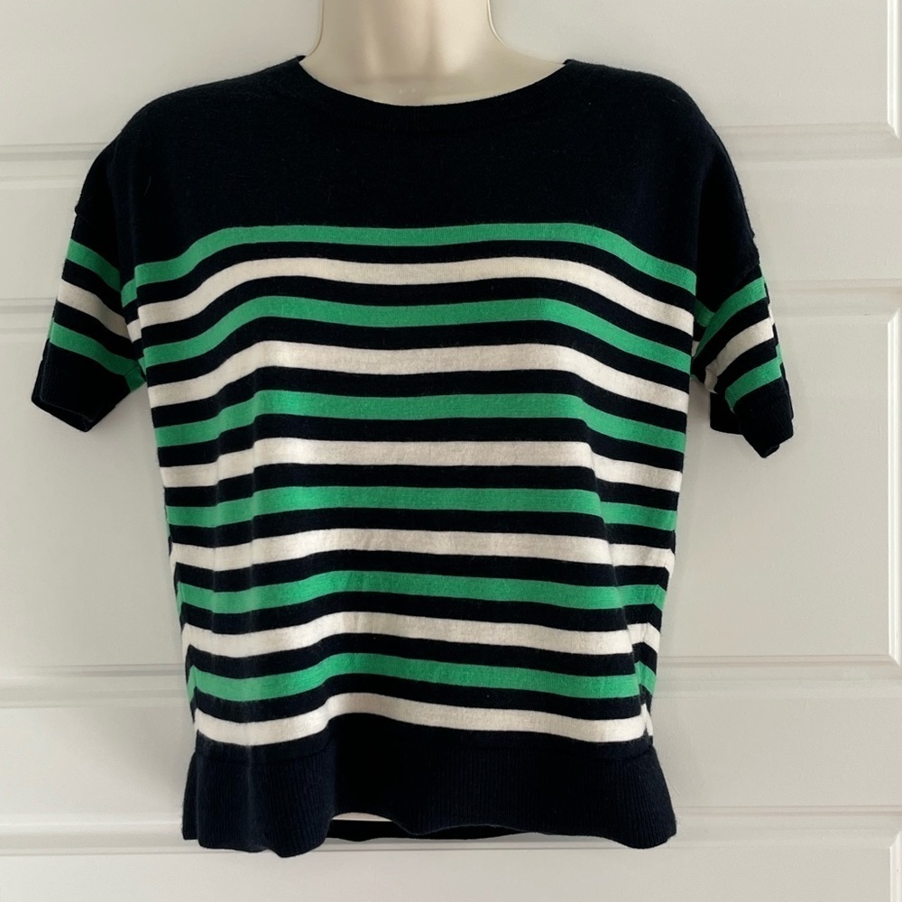 Banana Republic 100% Merino Wool Women's XS Striped Short Sleeve Top Preppy